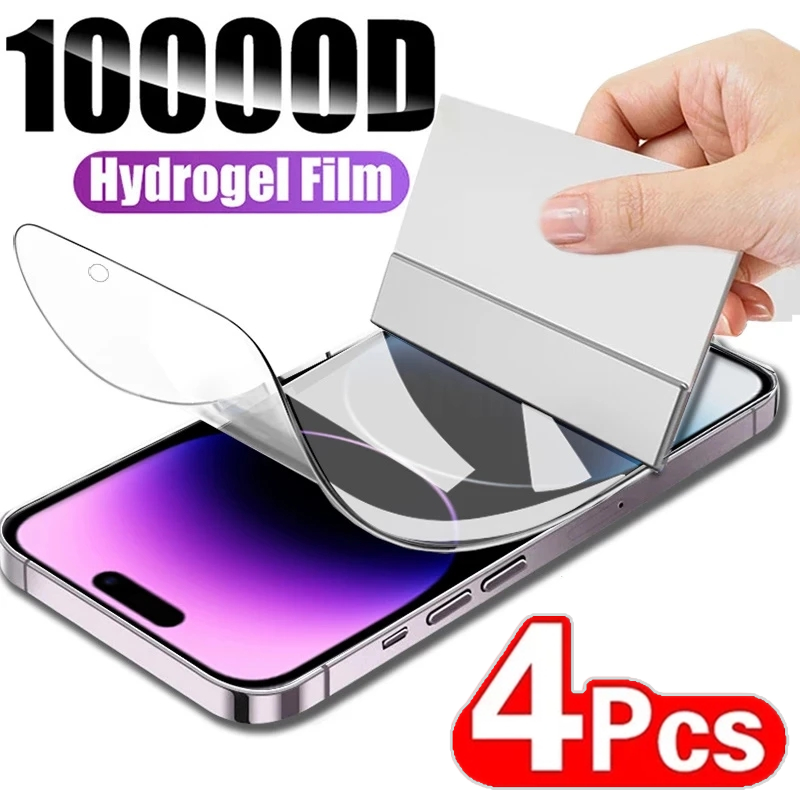 10000D Film hidrogel tutup penuh untuk iPhone 14 11 12 13 Pro Max 7 8 14 Plus pelindung layar untuk iPhone 13 12 Mini 15 X XR XS MAX