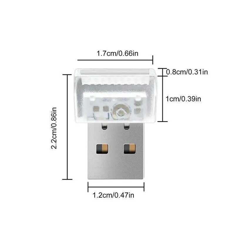 Mini luces de ambiente LED USB para coche, lámpara decorativa para coche, iluminación de emergencia, Universal, portátil, Plug and Play, rojo/azul/blanco