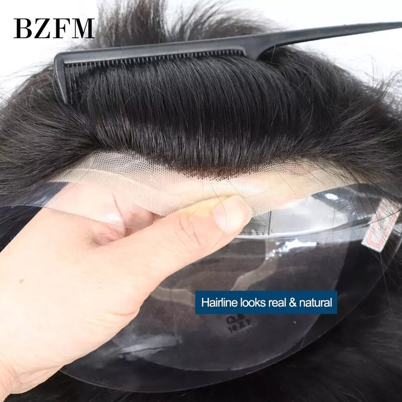 6 "proste włosy ludzkie tupecik dla mężczyzn naturalną linią włosów koronki NPU Q6 bazowe męskie peruki zastępcze jednostki kawałki włosów protezy kapilarnej