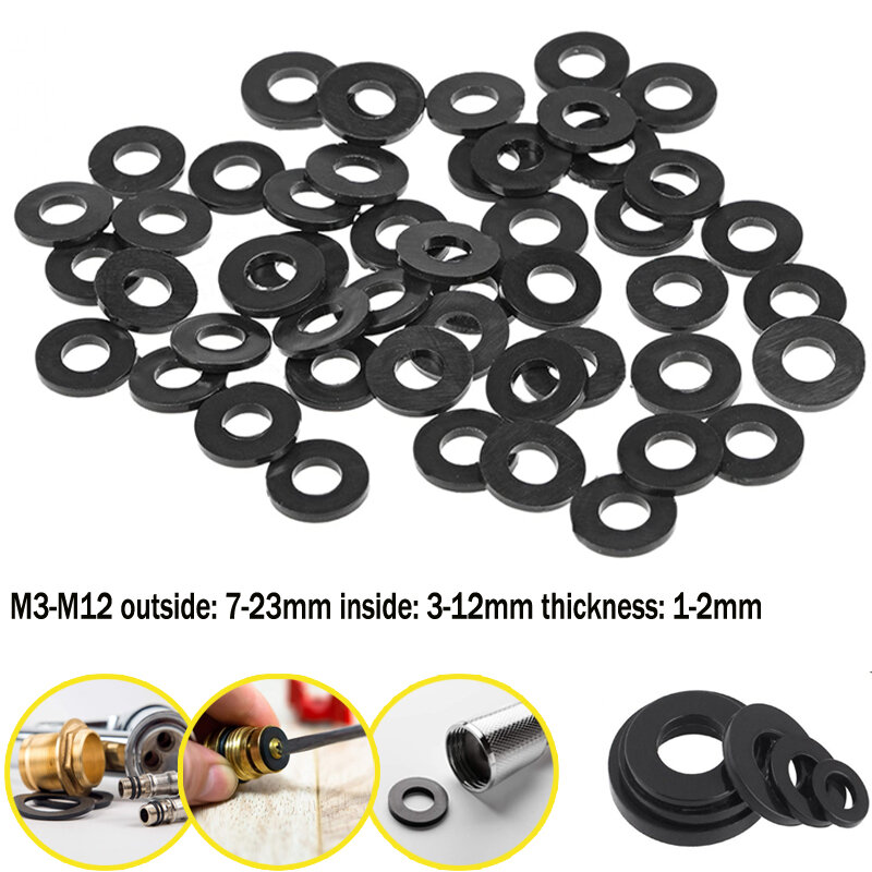 25/50/100 stuks m3 m4 m5 m6 m8 m10 m12 zwarte isolatie afdichting ring rubber platte wasmachine pakking voor schroefbout