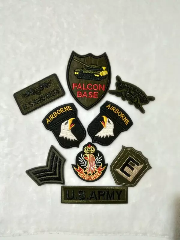Ensemble de motifs militaires mélangés, patchs brodés pour vêtements, coudre au fer à repasser, badge de vêtements, appliques de l'armée, super qualité, 9 pièces