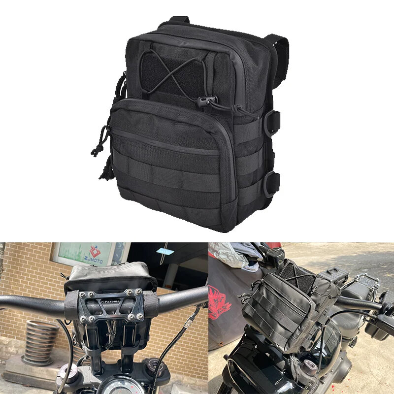 Motorcycle Handlebar T-Bar Bag Club Style Traveller Handle Bag Front Storage Bag Universal For Harley Touring Softail Sportster