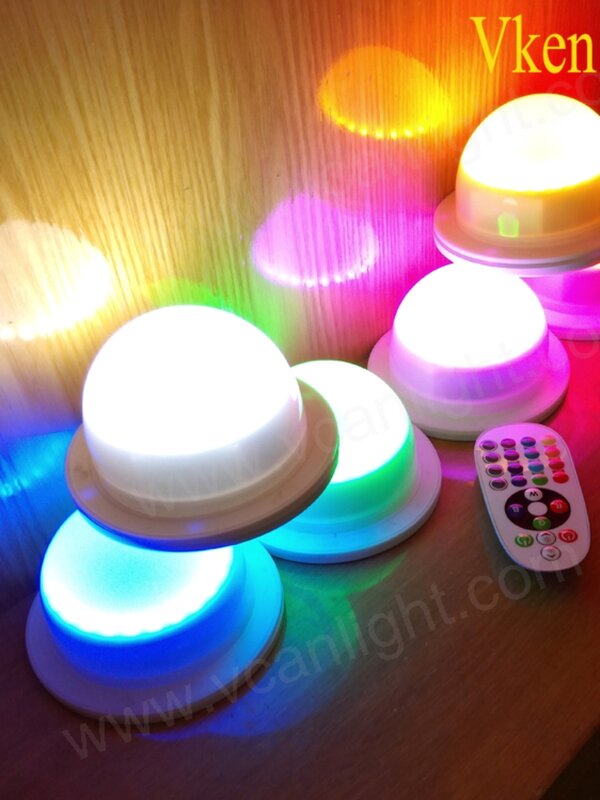 50PCS/Lot Waterproof LED Furniture Rechargeable Battery RGBW Color Changing Remote Control Swimming Pool Lights