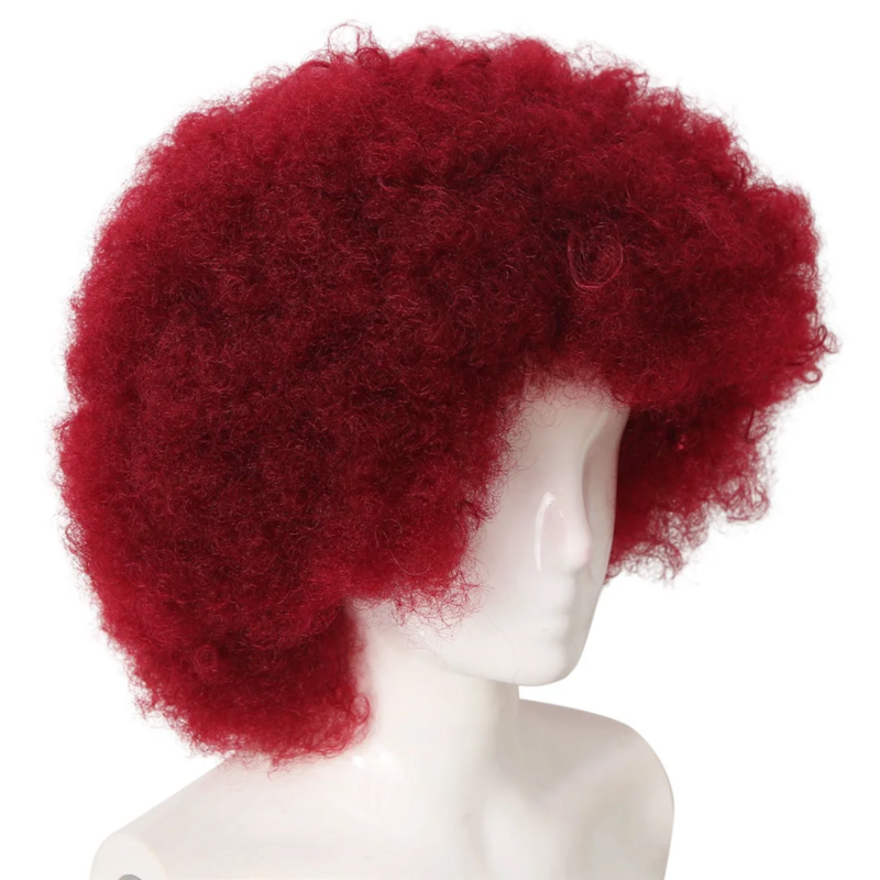 Wig Afrika Afro Burgundy, Wig keriting halus rambut pendek Brasil modis untuk Gadis Afrika