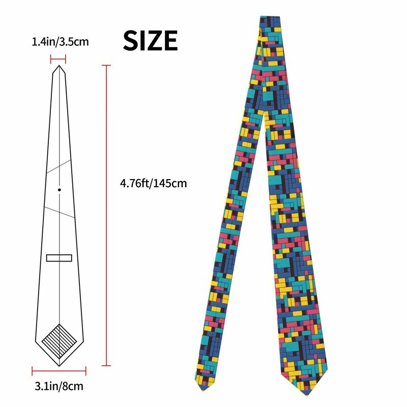 Abstract Colorful Blocks Tie Decorative Design Elegant Neck Ties For Men Women Leisure Quality Collar Tie Necktie Accessories