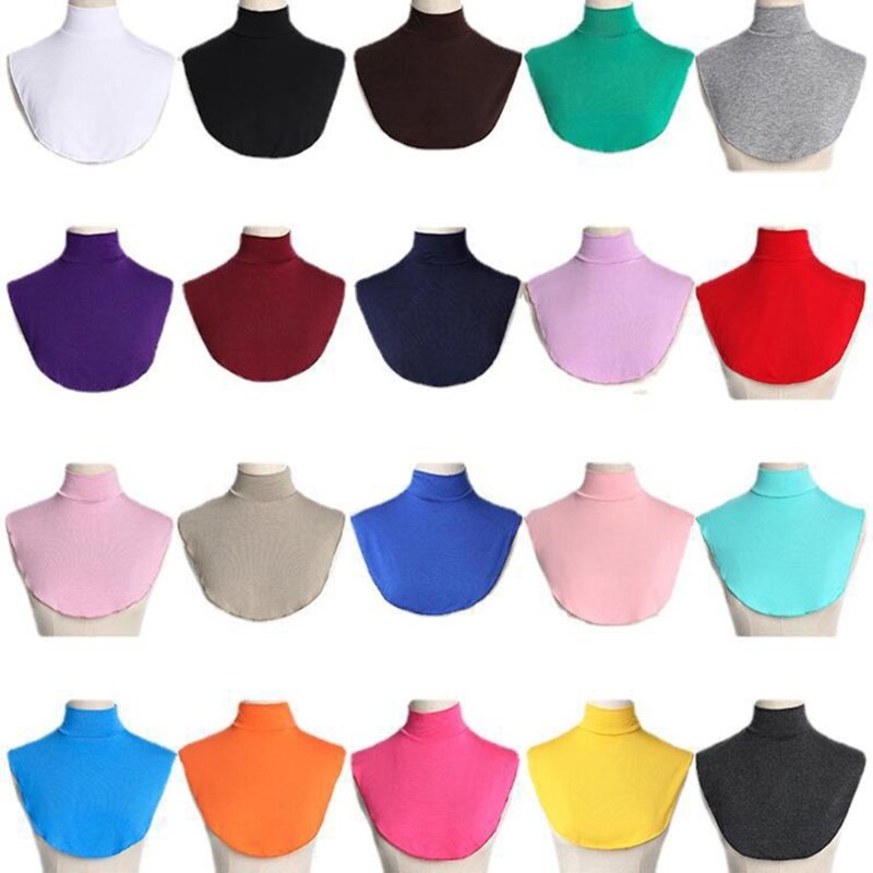 Womens Muslim Modal Turtleneck Fake Collar Islamic Hijab Extensions Solid Color Mock Neck Cover Half Top Dickey