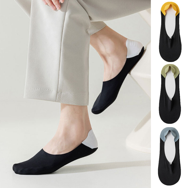 Летние носки-невидимки нескользящие носки для бега Дышащие носки из вискозы деловые носки модные мужские носки с силиконовым каблуком