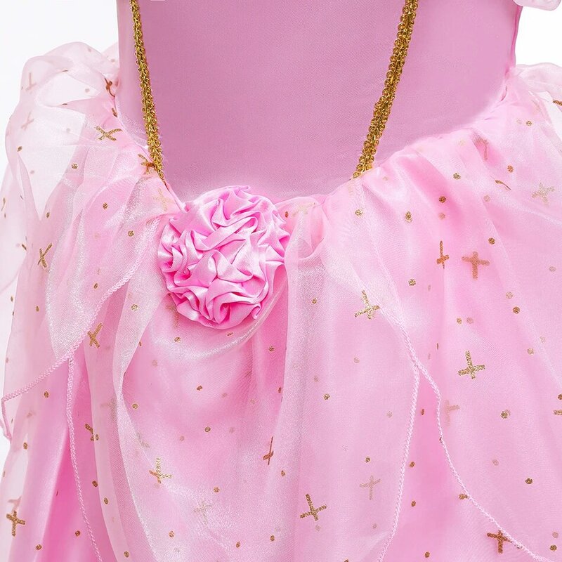 Vestido de princesa Aurora para niñas, traje de Cosplay de Bella Durmiente, disfraz con dijes para niños, fiesta de carnaval, vestido de graduación, ropa de cumpleaños, 2-10T