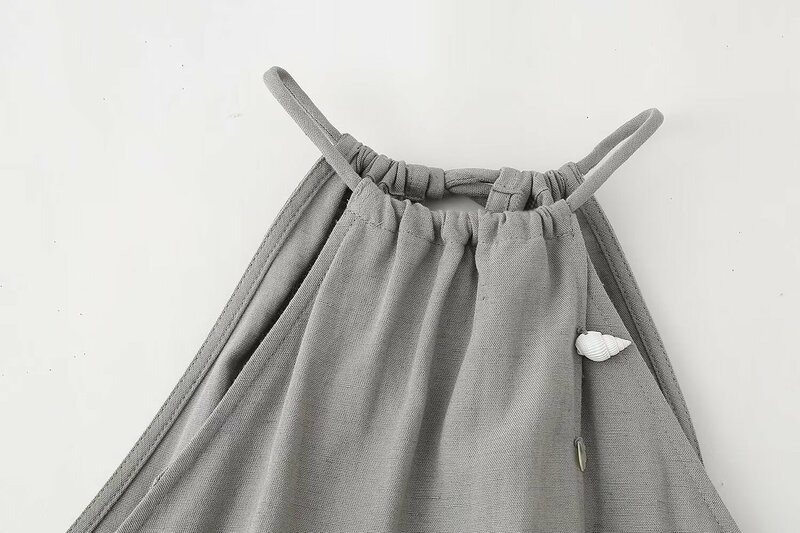 Traje de 2 piezas para mujer, Top sin mangas Retro con decoración de concha, pantalones informales de pierna ancha con cordón, 2024