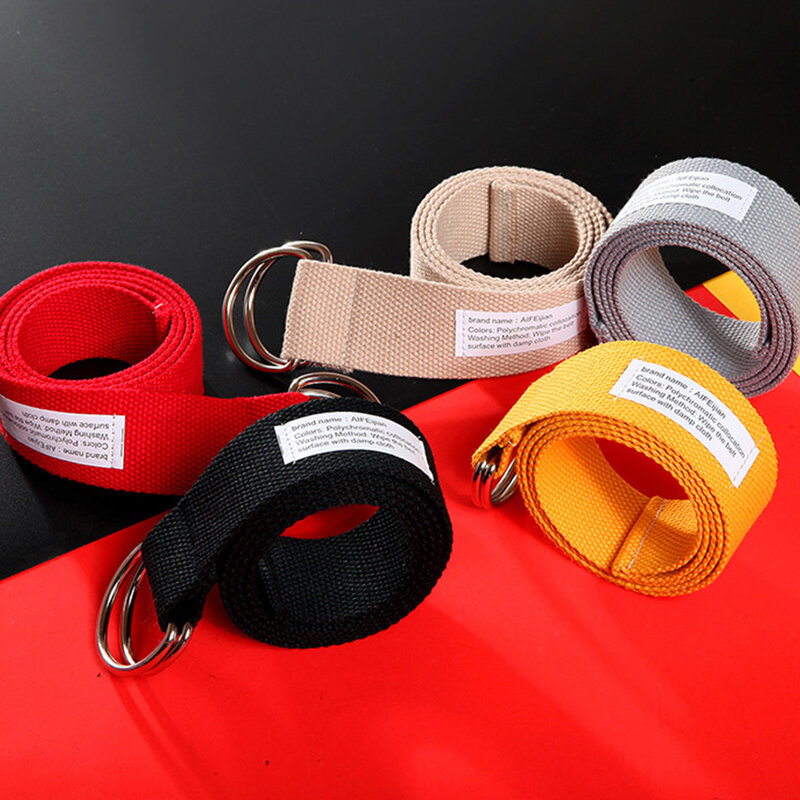 Simple Double Buckle Canvas Belt With Men'S And Women'S Woven Waistband Fashionable Korean Version Of Youth Decorative Belt
