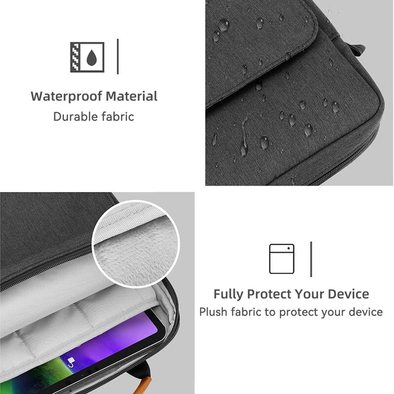 Funda impermeable para portátil, bolso de mano para Macbook Air y Pro de 11, 12 y 13 pulgadas, para tableta de 9 a 13 pulgadas, con múltiples bolsillos