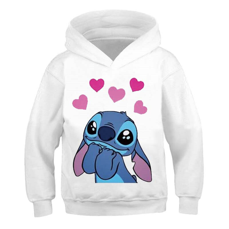 New Stitch Hoodies Girls Sweatshirt Autumn And Winter Long Sleeve Harajuku Pullovers Disney Series Stich Casual Hooded Tops