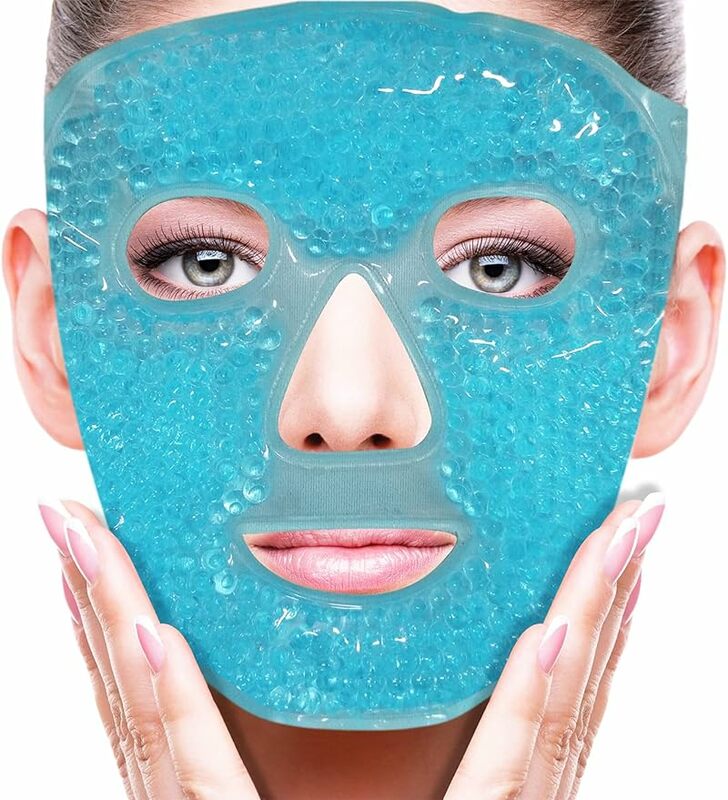 Máscara facial fria para mulher, reduzir o sopro de rosto, círculos escuros, grânulos de gel, quente, calor, pacote de compressa fria, spa, dormir