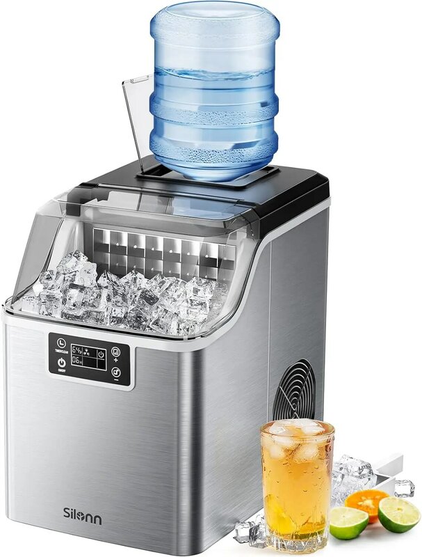 Ice Makers Countertop - 24Pcs Ice Cubes in 13 Min, 45lbs Per Day, 2 Ways to Add Water, Auto Self-Cleaning
