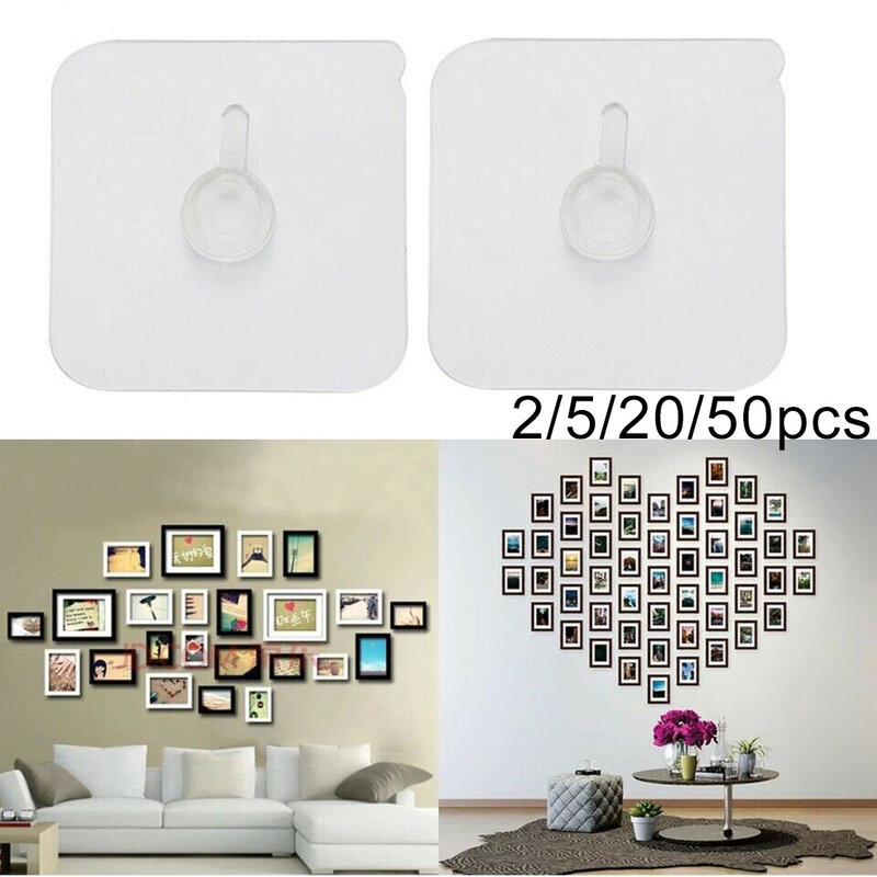 Self Adhesive Wall Hooks Universal Hook For Photo Frame Clock Hanger Bathroom Towel Hanging Tools 60x60mm Load Bearing 5Kg