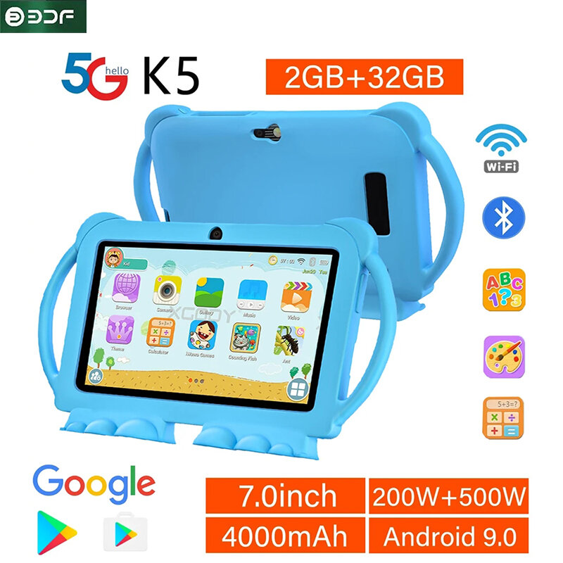 Tableta Android de 7 pulgadas para niños, Tablet PC de 2GB/32GB de ROM, Quad Core, Wi-Fi, educativa, para juegos, barata