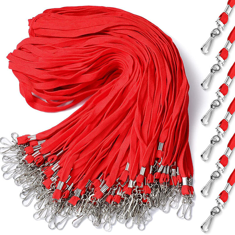 100 pcs/lot Nylon Safety Lanyards Neck Rope For Card Holder Badge Keychain ID Card Wholesale of Black Blue Red Green Landyard