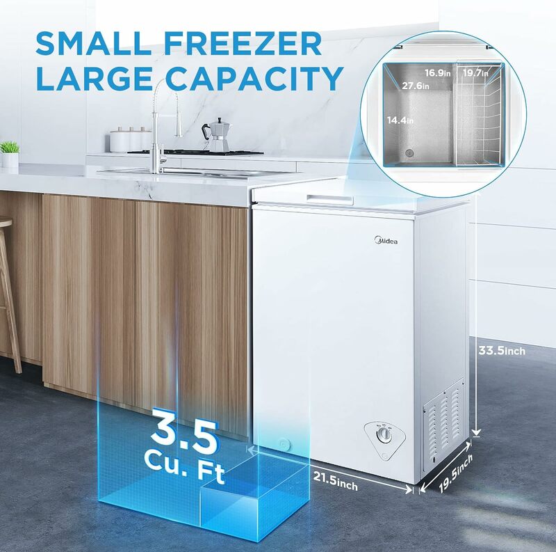 Mini congelador branco com pés cúbicos, MRC04M3AWW, 3,5 pés cúbicos, Novo
