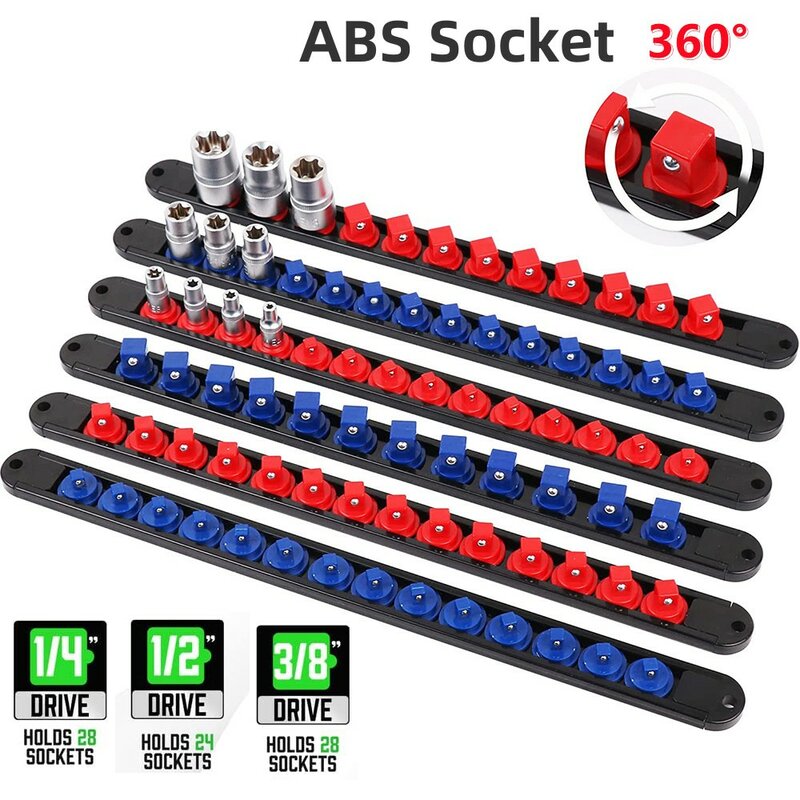 1PCS 360° Swivel ABS Socket Organizer 1/4Inch 3/8Inch 1/2Inch Premium Quality Socket Clip Rail Holder socket organizer tools