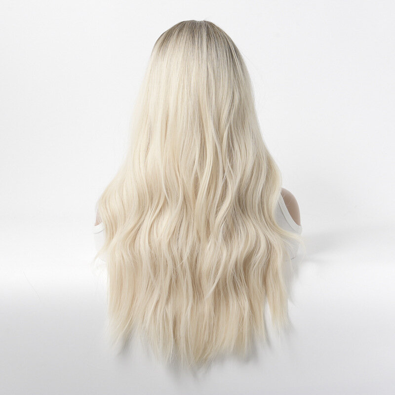 Женский парик из химического волокна с блестками и градиентом цвета, пушистые длинные вьющиеся волосы, парик с матовой шелковой челкой