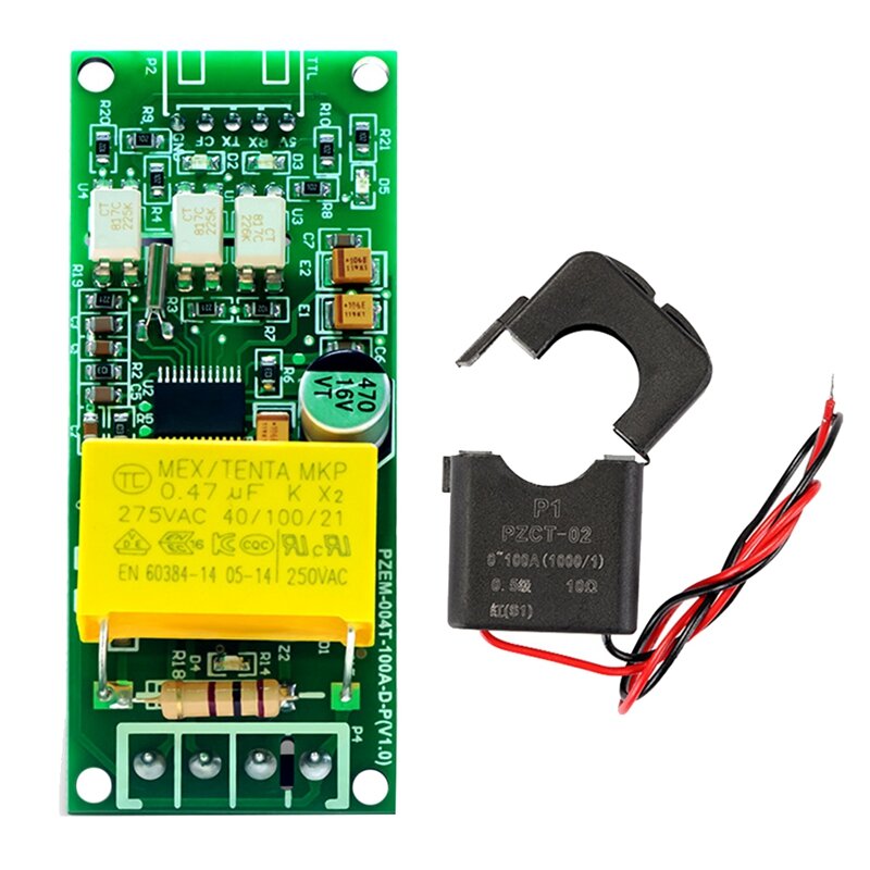 100A PZEM 004T Version Wattmeter+Open CT Kwh Meter Volt Amp Current Test Module for Arduino TTL COM2/COM3/COM4