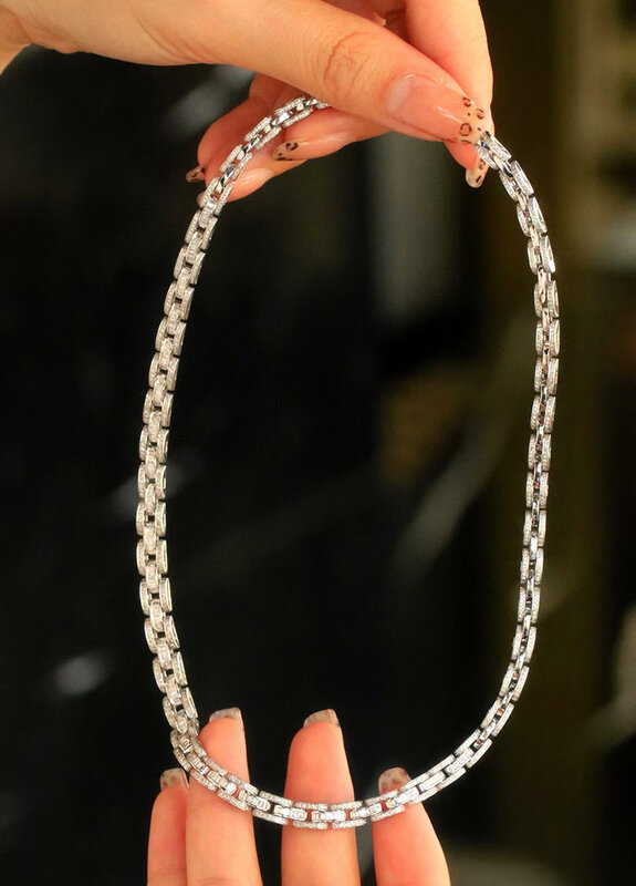 Soild 18k colar de ouro branco 3.7 quilates de diamante natural colar de luxo festa de casamento jóias finas presente de aniversário