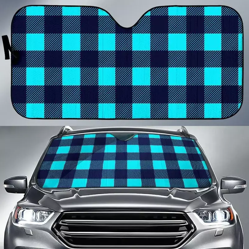 حطاب-غطاء شمس للسيارة مع طباعة بنمط أزرق ، زجاج أمامي ، غطاء نافذة ، مظلة سيارة
