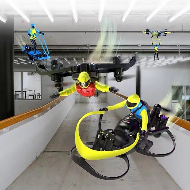 Telecomando aereo Drone fantascienza cielo moto dirigibile Flying Man Kid RC Stunt Mini Quad-axis elicottero Avion Boy
