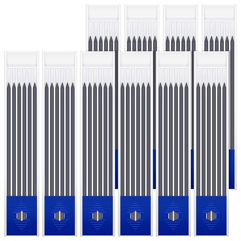 60Pieces 2.8 mm Solid Carpenter Pencil Refills for Woodworking Mechanical Pencil for Writing, Drawing, Drafting (Black)