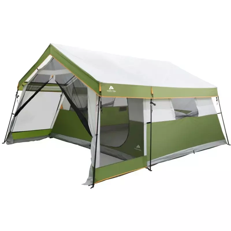 Ozark Trail 8 인용 가족 캐빈 텐트, 스크린 베란다 캠핑 텐트, 여행용 녹색 용품 장비, 해변 운임 무료, 방 1 개