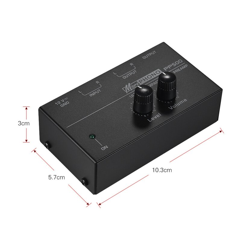 Ultra-Compact Phono Preamp, PP500, Bass Treble Balance, os EUA Plug