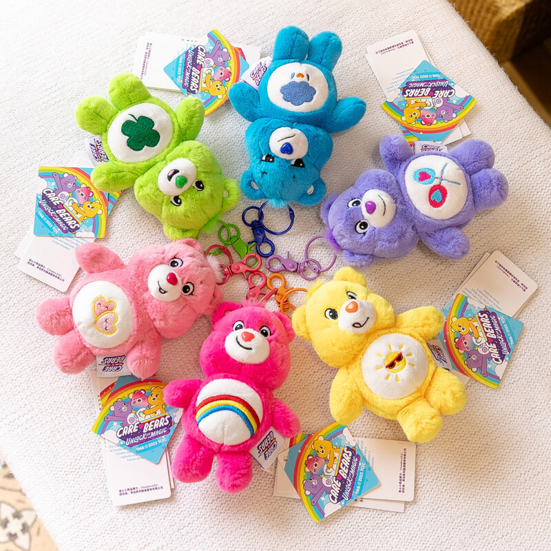 15cm Authentic Care Bear Vocal Plush Small Pendant Keychain School Bag Hanging Doll Ornament Christmas Birthday Gifts For Kids
