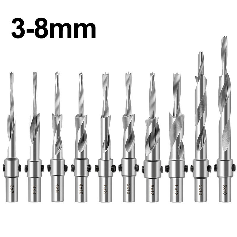 10mm Shank Woodworking Countersink Drill Bit High Speed Steel Salad Drill Step Drill Bit Two-step Screw Pattern With Double Hole