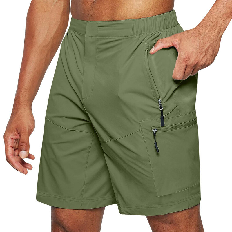 Men'S Casual Zipper Solid Trousers Pant Cargo Pocket Slim Pant Drawstring Shorts Summer Shorts Outdoor Quick Dry Hiking Shorts
