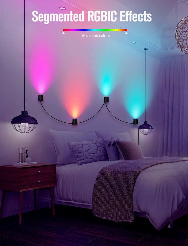 RGBIC Tuya lampu dinding LED pintar WIFI, tempat lampu penerang musik sinkronisasi Dekorasi Rumah bekerja dengan Alexa lampu Led dinding warna-warni untuk dekorasi