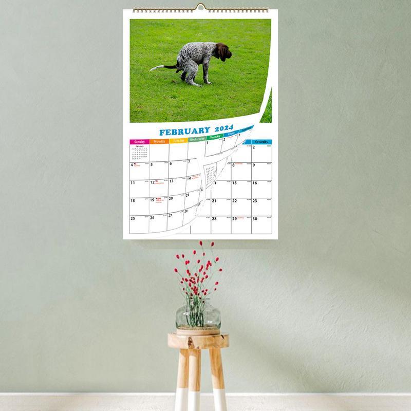 Calendário de parede para cães, Dog Pooping, Lugares bonitos, 12 Month Planner, Natal Presente, Calendário engraçado 2024