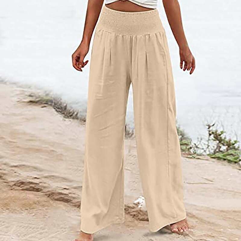 Women Loose Wide Leg Pants 2024 Spring Summer Elegant Office Lady Casual Solid Jogger Elastic High Waist Oversized Trousers