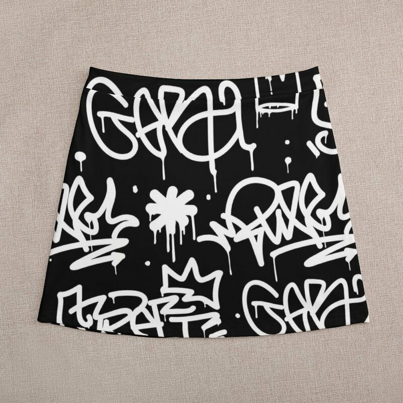 Schwarz-Weiß-Graffiti-Minirock elegante Kleider für Frauen koreanische Mode Sommerkleider für Frauen Schul rock