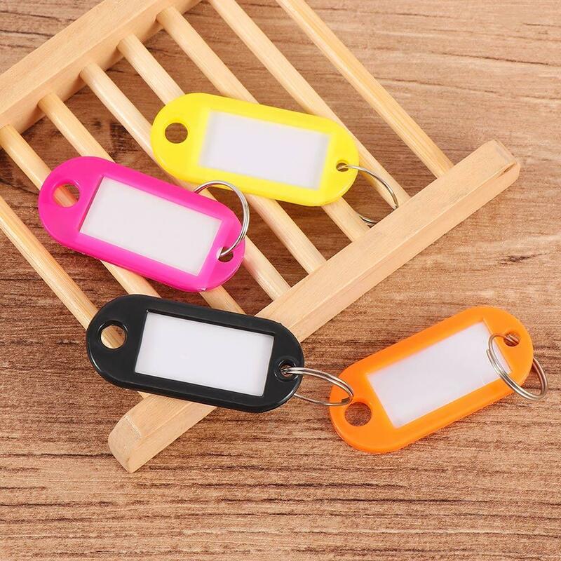 10Pcs New Arrival Useful Key Ring Random Color with Split Ring Plastic Key ID Label Luggage Tag Baggage Tags Key Chain Blanks