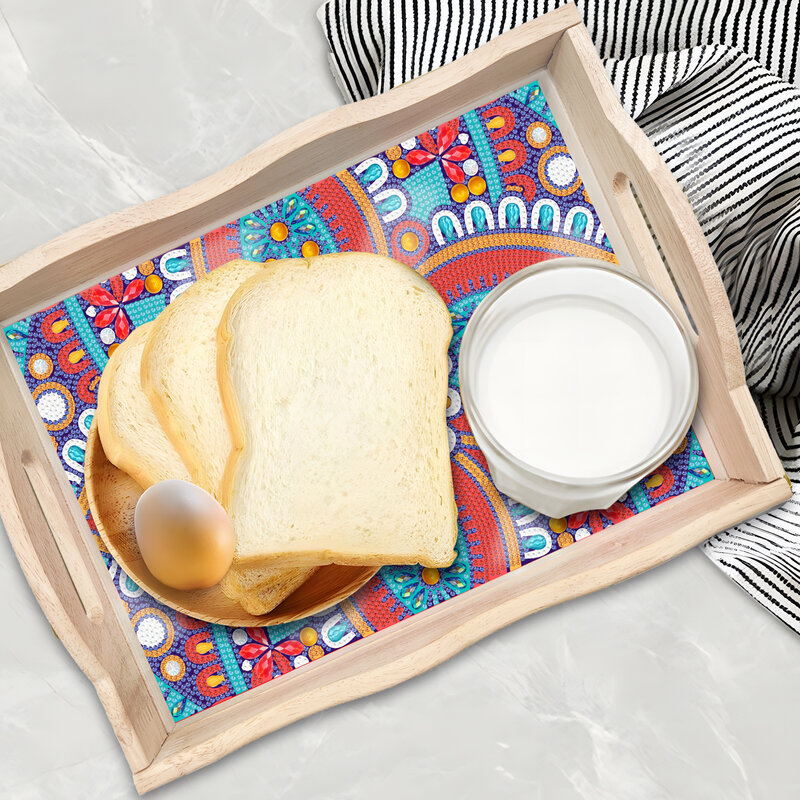 Новая Алмазная картина мандала, обеденная тарелка, деревянная Алмазная вышитая кухонная утварь «сделай сам», Набор торцевых тарелок для еды, мозаика ручной работы