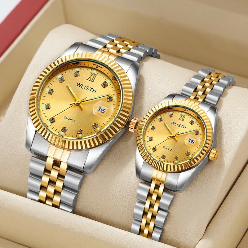 Zegarek dla pary zegarek damski wodoodporny zegarek kwarcowy Trend moda wysokiej klasy zegarek męski metalowy zegarek pasek stalowy