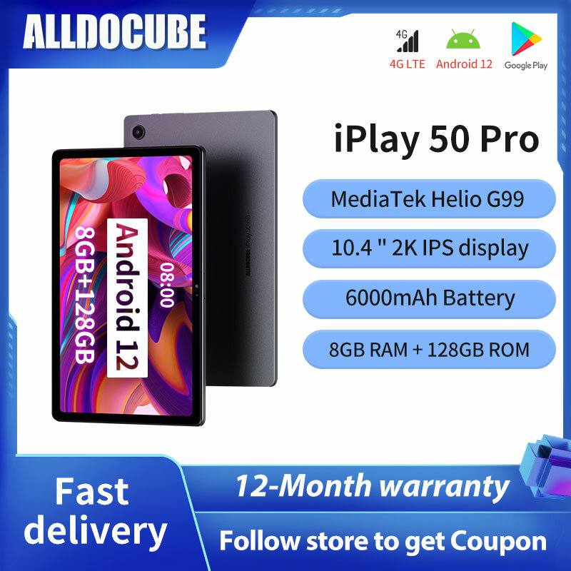 Alldocube iPlay 50 Pro Tablet PC 10.4 Inch 2K Screen MTK Helio G99 Octa-Core 8GB RAM 128GB ROM Dual 4G LTE “ Android 12 “ tablet’s