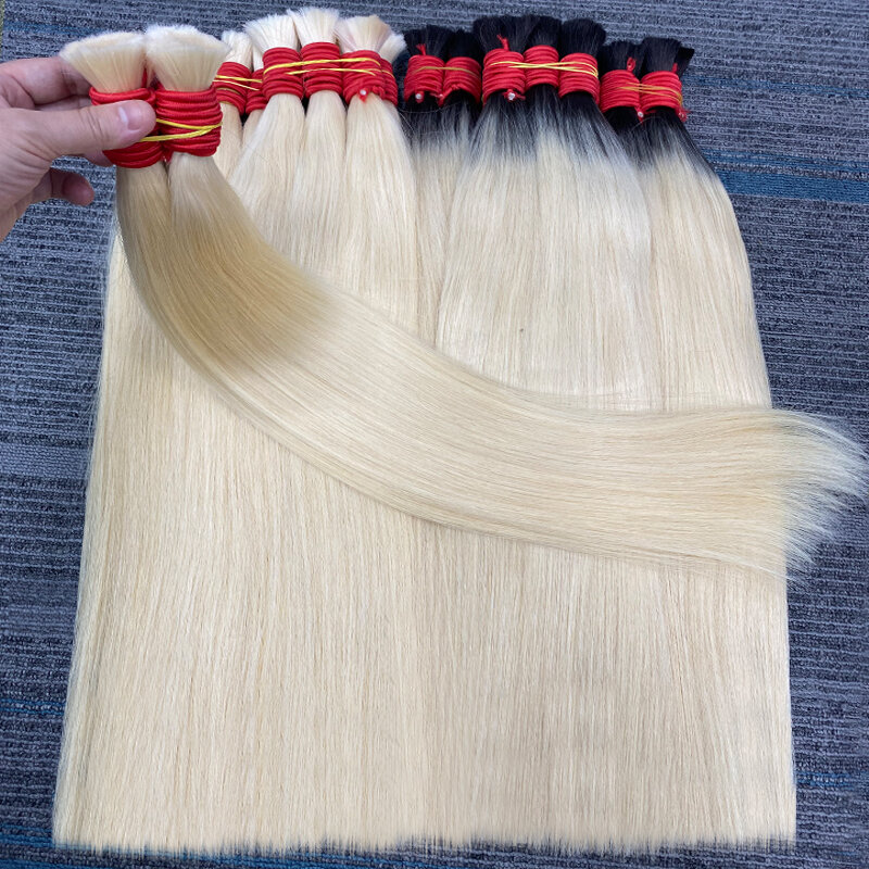 613 Human Hair Bulk For Braiding No Weft 100% Human Hair Extensions Cheveux Vietnamita 1b 613 Honey Blonde Straight Virgin Hair