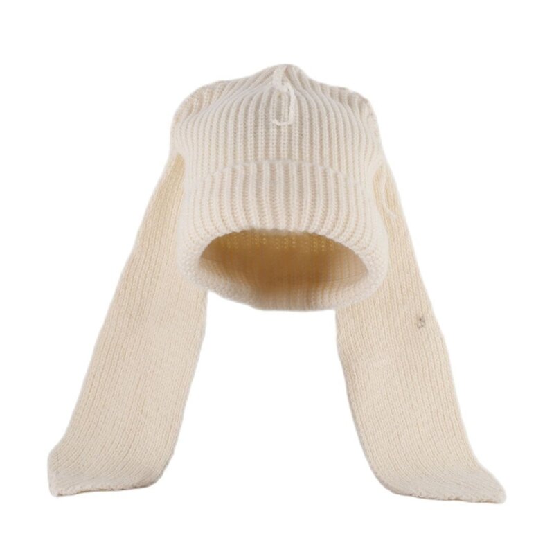 Вязаная шляпа-капот, мягкая шапка-бини, забавный пуловер с заячьими ушками, женский головной убор 264E