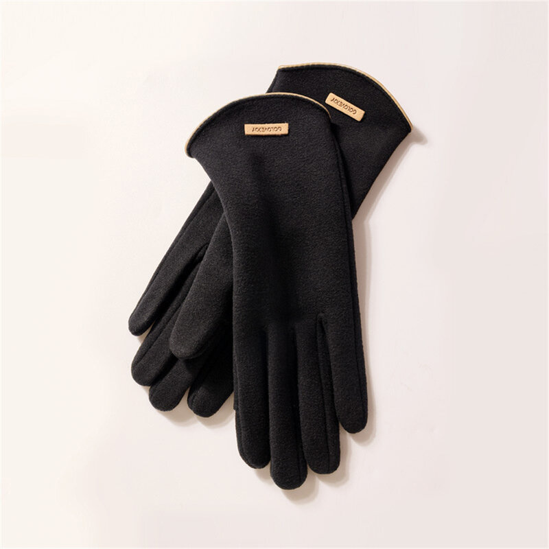 Winter Thickened Plush Windproof Velvet Gloves For Women'S Outdoor Cycling Korean Version Flip Over Finger Screen Warm Gloves