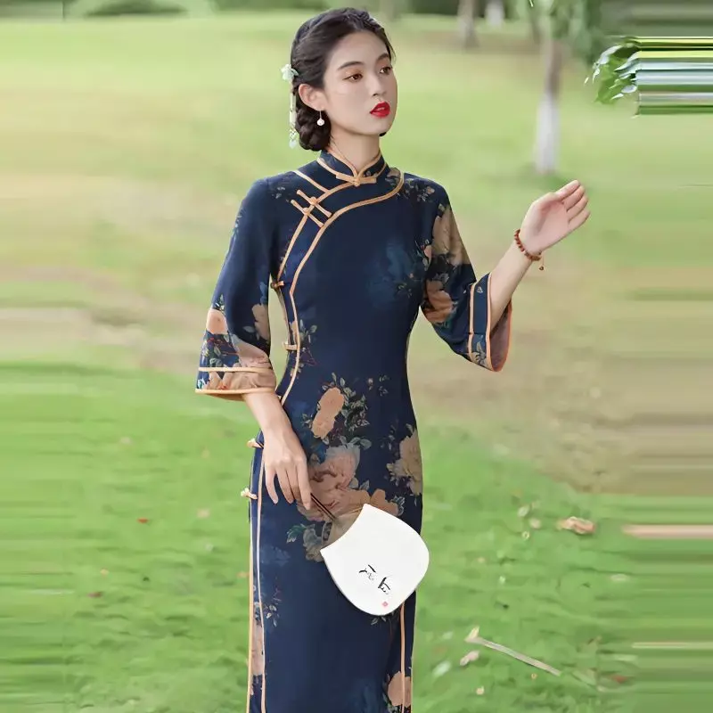 Gaun Cheongsam Harajuku Modern Tiongkok, gaun Cheongsam Retro ukuran besar, gaun pesta karnaval untuk wanita