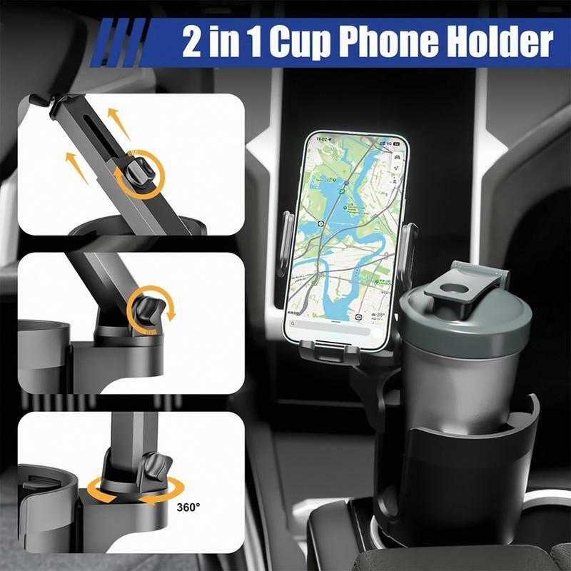 Portavasos de teléfono giratorio para coche, soporte ajustable para bebidas, expansor de soporte para teléfono