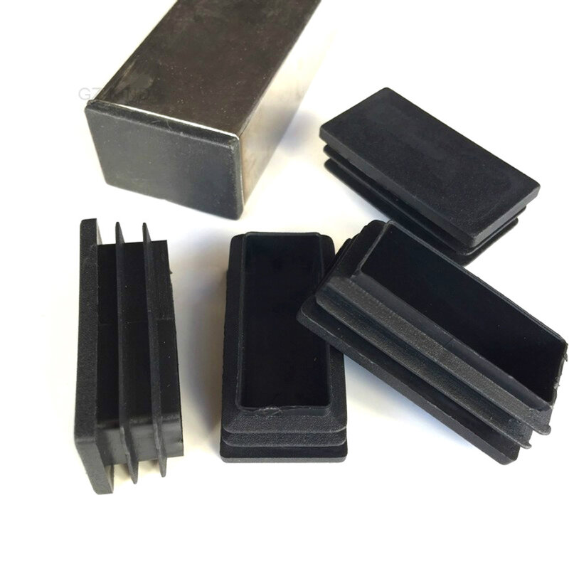 Tapas rectangulares de plástico, tapones de tubo de 40x60mm, 1/2/5/10 piezas, color negro