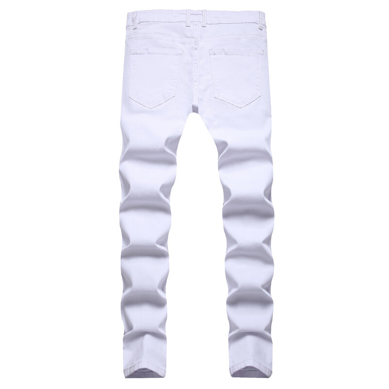 Jeans slim à imprimé numérique multicolore pour hommes, style rock hip-hop de rue hipster, jambe droite extensible