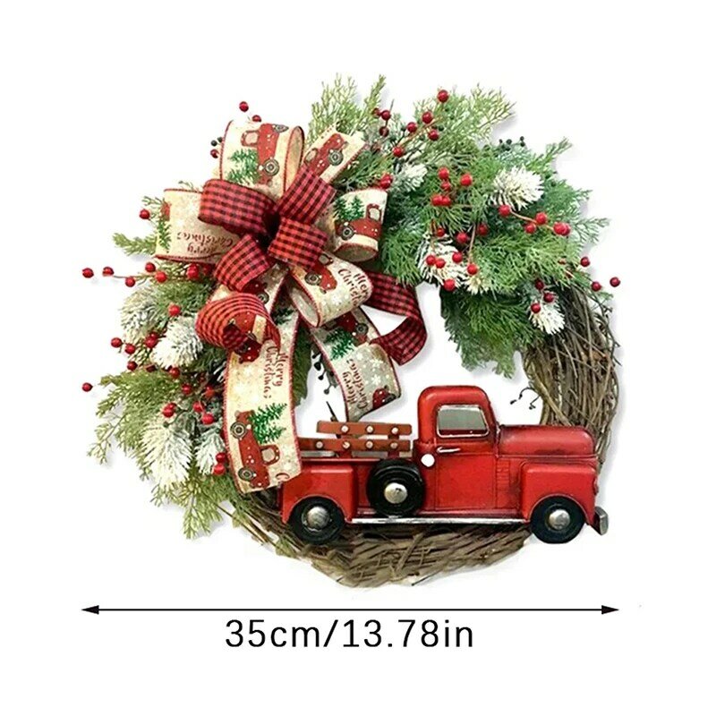 Christmas Bow Mini Car Wreath Garden Door Fake Flower Decoration Festival Twig Berry Accessories 2024 Party Home Decoration